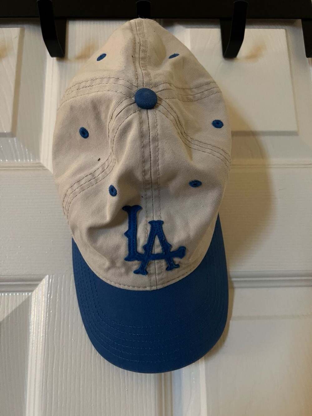Mad Engine  Dodgers LA Baseball Cap Two-Tone Cream &Blue Strapback Hat